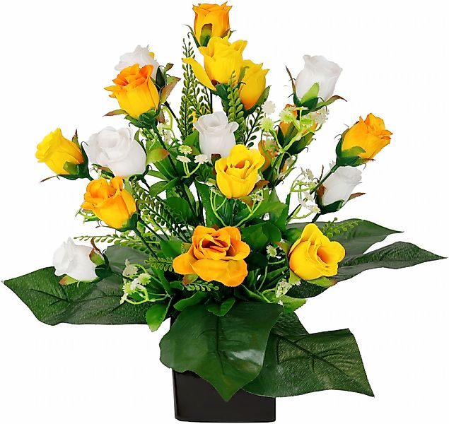 Kunstblume Rosen-Arrangement im Topf aus Keramik günstig online kaufen
