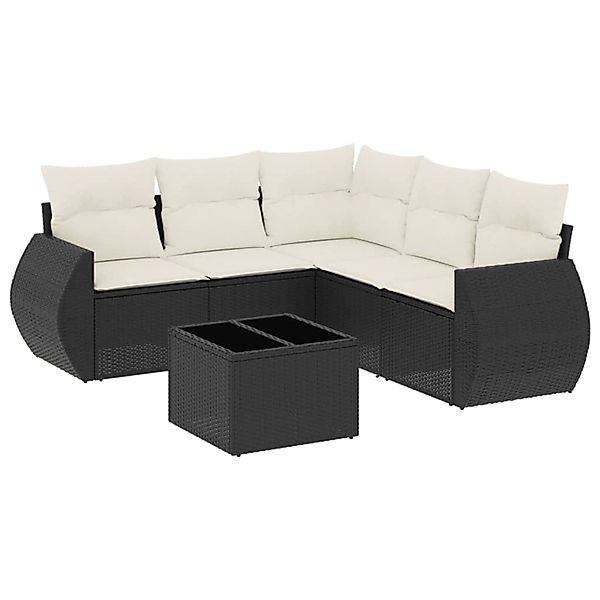 vidaXL 6-Tlg Garten-Sofagarnitur mit Kissen Schwarz Poly Rattan 3221355 günstig online kaufen