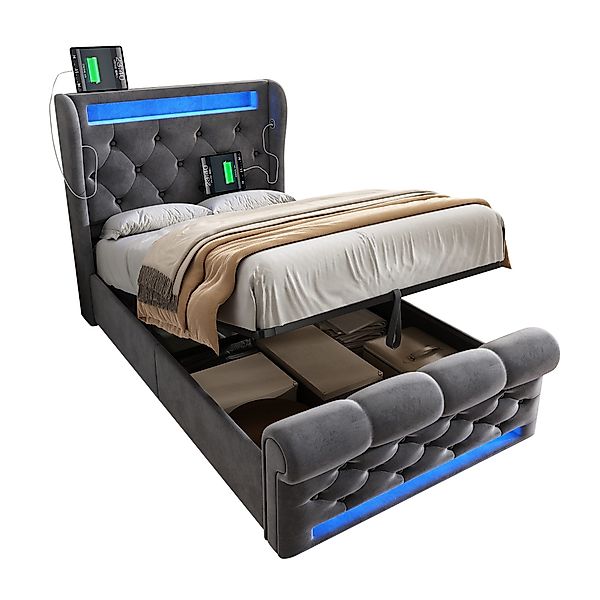 OKWISH Polsterbett Hydraulisches Stauraumbett (Funktionsbett, 2-tlg., günstig online kaufen