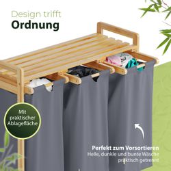 AMBIAVO Wäschekorb 3 Fächer aus Bambus günstig online kaufen