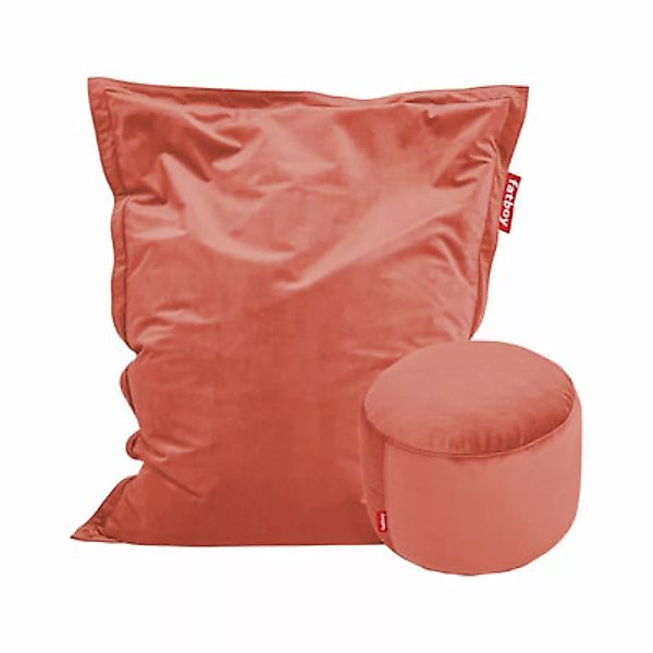 Promo-Pack Pouf Original Slim Velvet + pouf Point Velvet textil rot / Seidi günstig online kaufen
