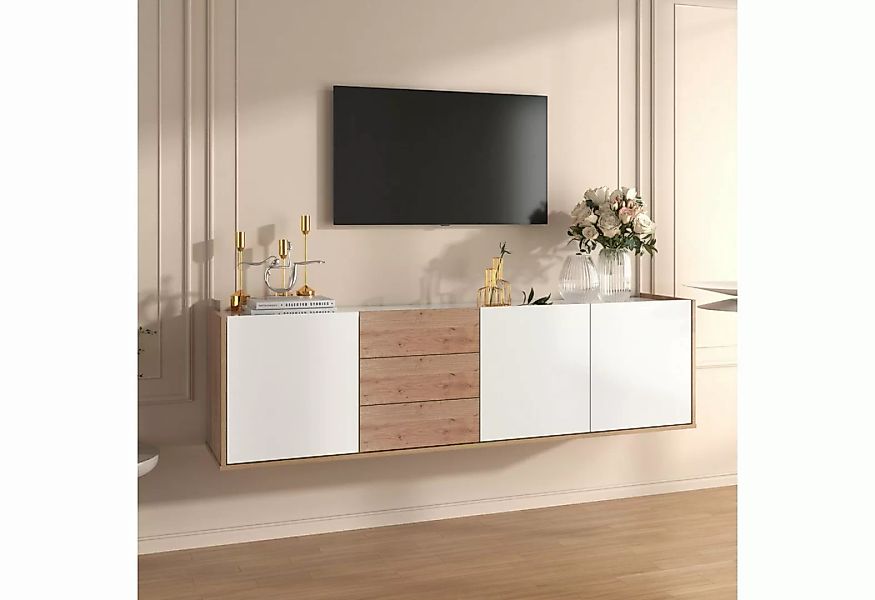 MODFU TV-Schrank Lowboard Fernsehtisch (mit 3 Schubladen und 3 Türen) mit P günstig online kaufen