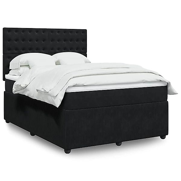 vidaXL Boxspringbett mit Matratze Schwarz 140x190 cm Samt 3294648 günstig online kaufen