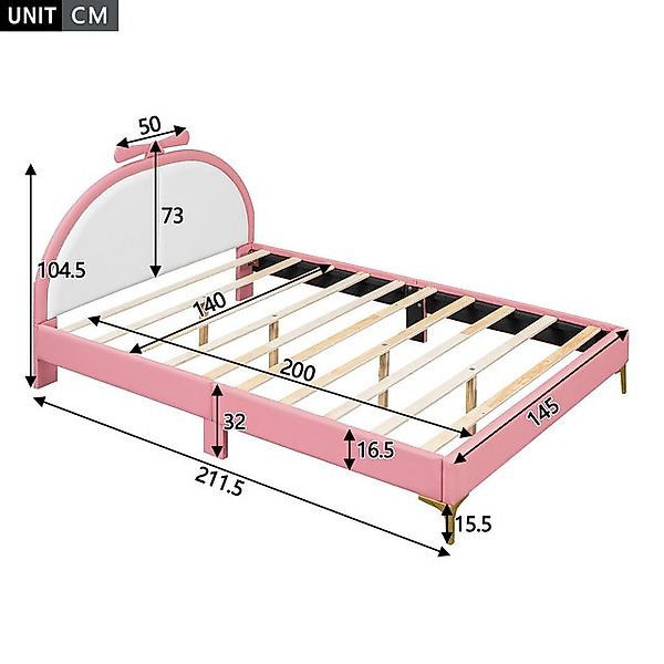 GarveeMore Polsterbett,140*200cm Kinderbett,rosa Look,stilvoll und einfach, günstig online kaufen