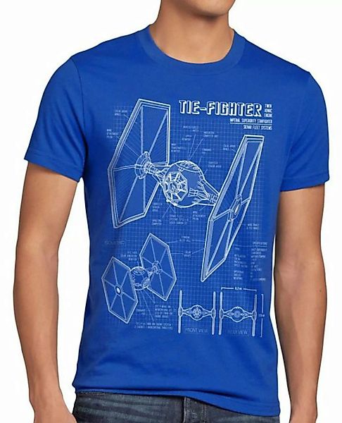 style3 Print-Shirt Herren T-Shirt TIE Jäger blaupause fighter günstig online kaufen