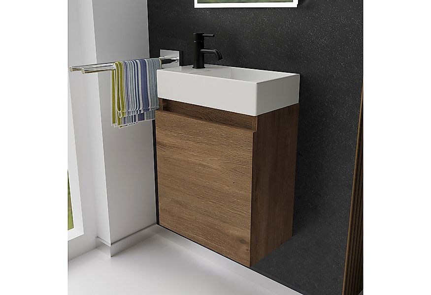 Alpenberger Badmöbel-Set Gäste WC Waschbecken mit Unterschrank - Badschrank günstig online kaufen