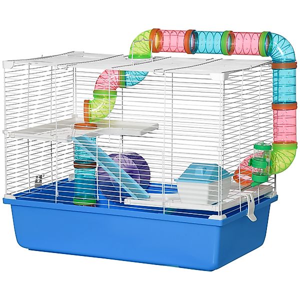 PawHut Hamsterkäfig mit 3 Etagen, Häuschen, Röhren, Wasserbehälter und Lauf günstig online kaufen