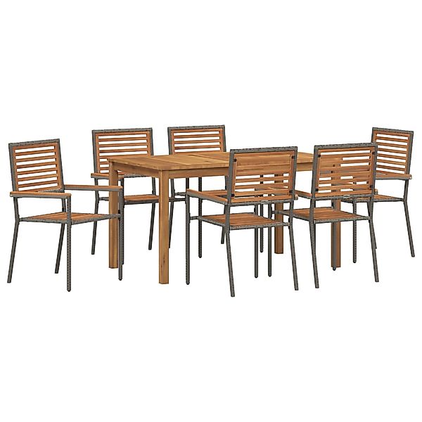 vidaXL Garten Essgruppe 7-Tlg Grau Poly Rattan 3365539 günstig online kaufen