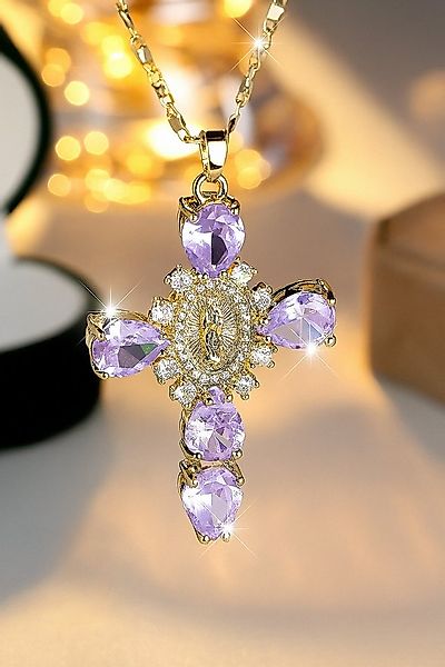 nhaos Kreuzkette Beautiful Cross – Vergoldete Damen Halskette mit Kreuz-Anh günstig online kaufen