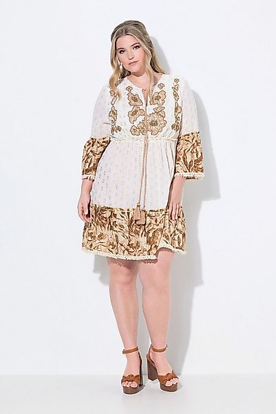 MIAMODA Longbluse Tunika A-Linie Blüten-Stickereien 3/4-Ärmel günstig online kaufen