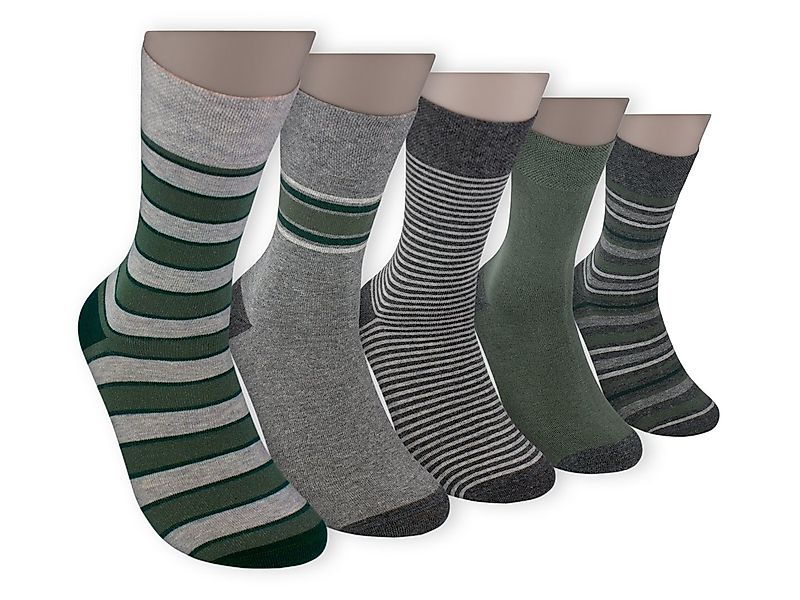 Die Sockenbude Basicsocken RINGEL (Bund, 5-Paar, grau grün) weicher Bund günstig online kaufen