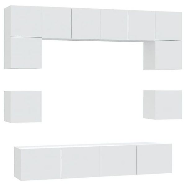furnicato TV-Schrank 8-tlg. TV-Schrank-Set Weiß Holzwerkstoff (1-St) günstig online kaufen