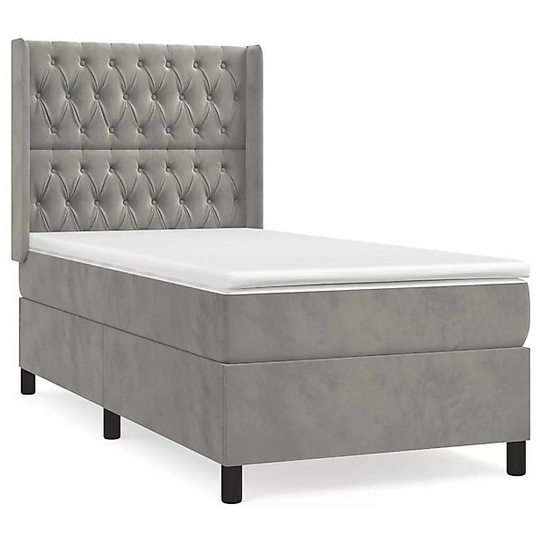 vidaXL Boxspringbett mit Matratze Hellgrau 100x200 cm Samt1400349 günstig online kaufen