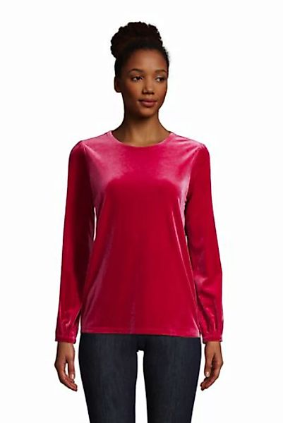 Samtshirt mit gerafften Ärmeln, Damen, Größe: 48-50 Normal, Rot, Polyester- günstig online kaufen