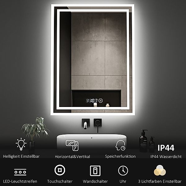 WDWRITTI Spiegel Badspiegel Led 50x70 mit günstig online kaufen
