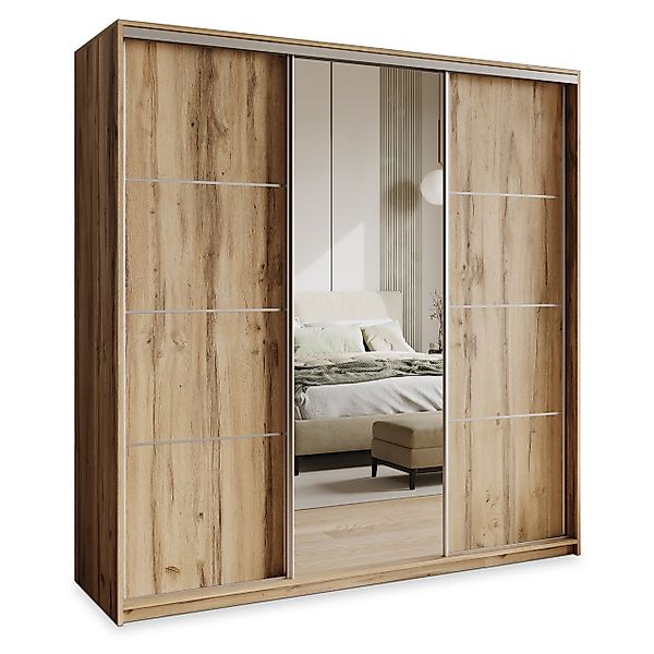 Masseno Schwebetürenschrank VARO Kleiderschrank mit Spiegel günstig online kaufen