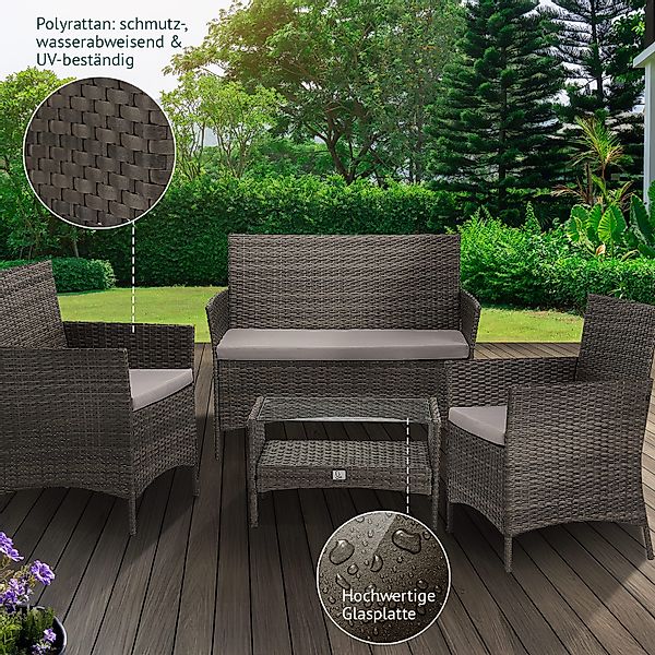 SVITA Sitzgruppe BROOKLYN, (Set, 4-tlg., Gartenlounge), günstig online kaufen