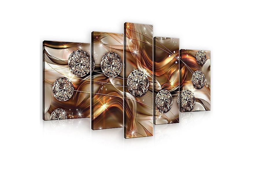 Wallarena Leinwandbild Set Gold Abstrakt Diamanten Wand Deko XXL Wandbilder günstig online kaufen