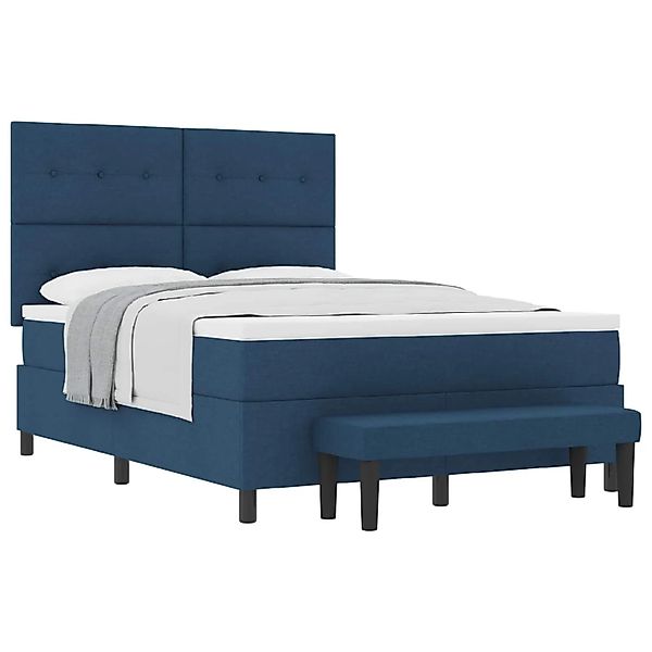 vidaXL Boxspringbett mit Matratze mit Kopfteil Blau 140 x 190 cm Stoff 3344 günstig online kaufen