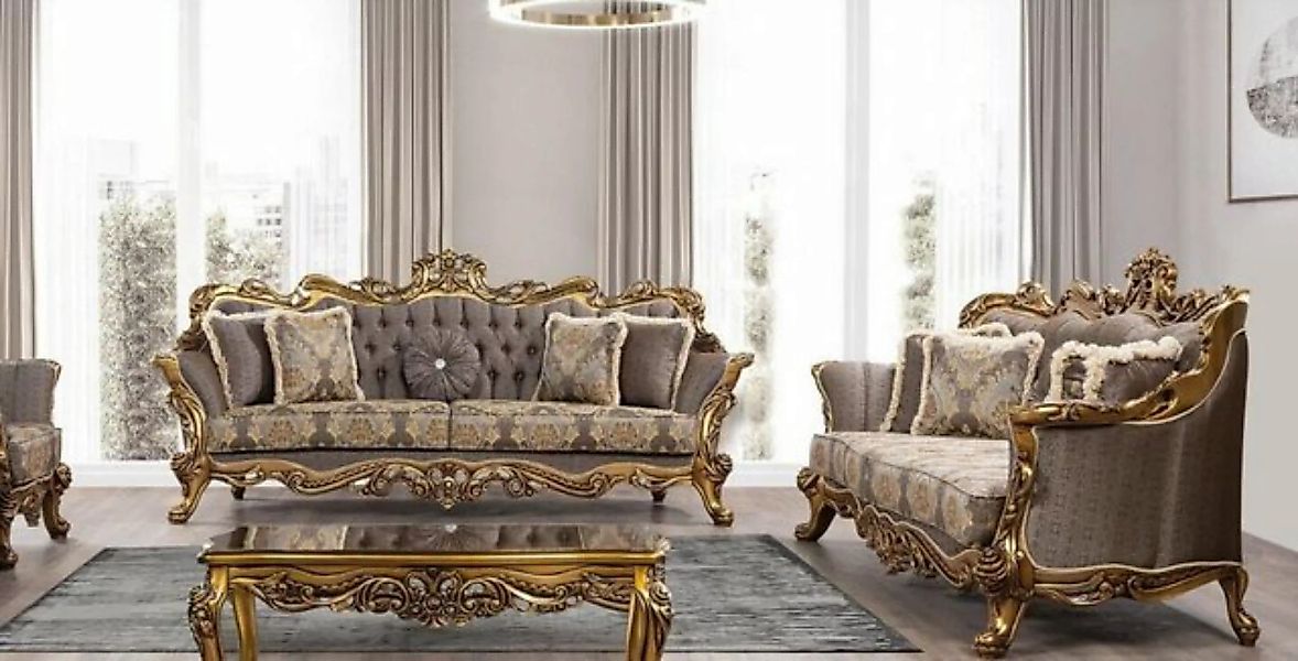 JVmoebel 3-Sitzer Garnitur Sofagarnitur 3+3 Sitzer Sofa Sofas Barock Set Lu günstig online kaufen