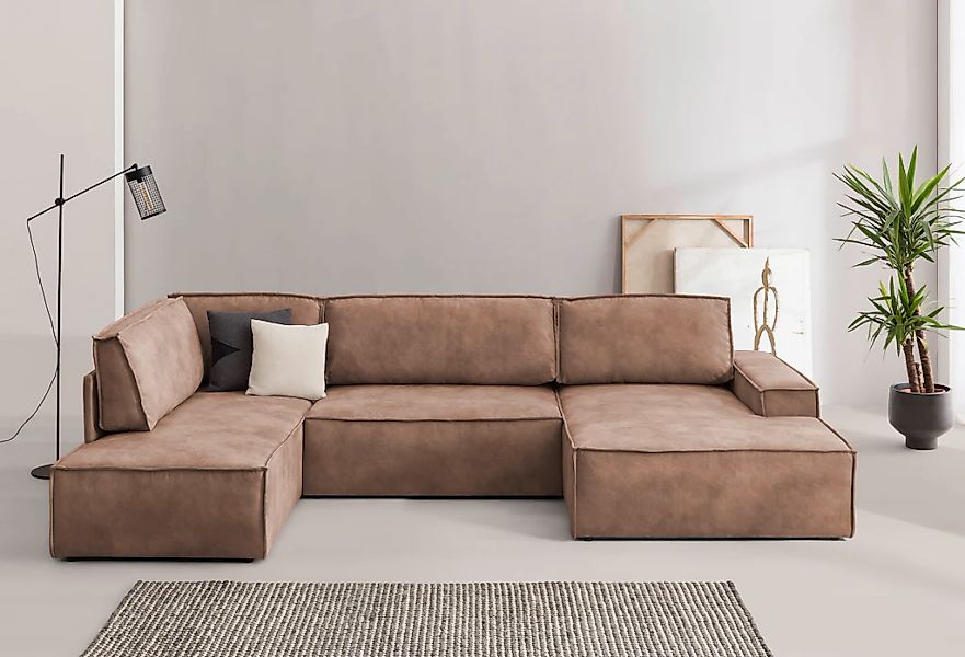 Home affaire Wohnlandschaft "SHERWOOD 329 cm, U-Form, Schlafsofa,", Schlaff günstig online kaufen
