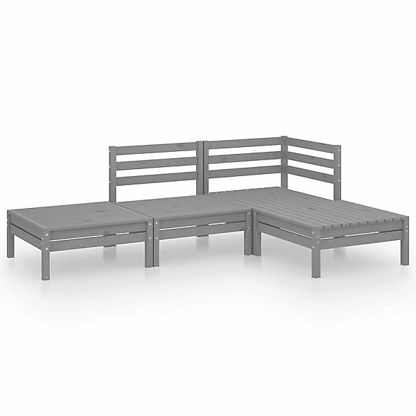 4-tlg. Garten-lounge-set Grau Massivholz Kiefer günstig online kaufen