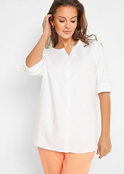 bonprix Langarmbluse Bluse mit Leinen, 3/4 Arm günstig online kaufen