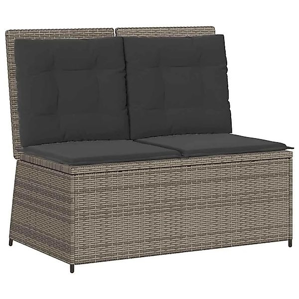 vidaXL Gartenbank Verstellbar mit Kissen Grau Poly Rattan 368966 günstig online kaufen