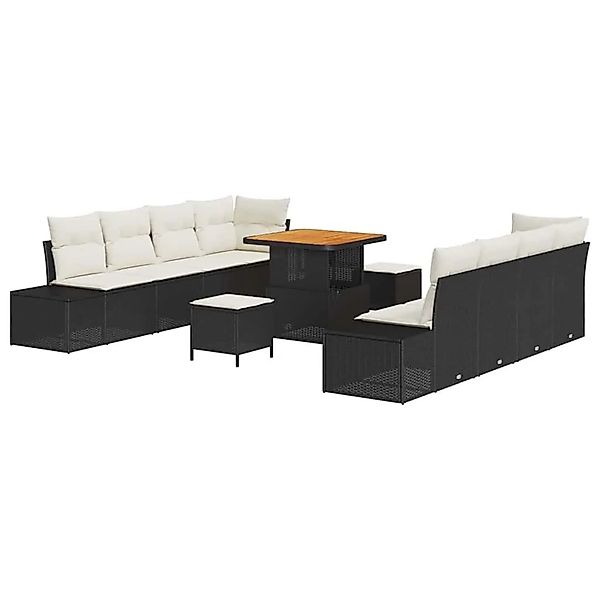 vidaXL Gartensofa-Set mit Kissen 11 Stk Schwarz Poly Rattan 3364705 günstig online kaufen
