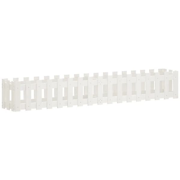 vidaXL Hochbeet Lattenzaun-Design Weiß 200x30x30 cm Massivholz Kiefer 83250 günstig online kaufen