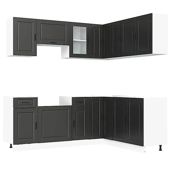 vidaXL 11 Tlg Küchenschrank-Set Porto Schwarz Holzwerkstoff 3314962 günstig online kaufen