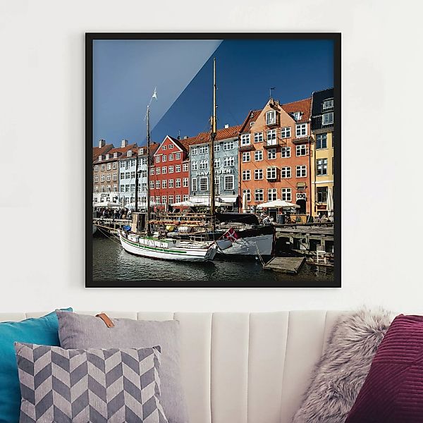 Bild mit Rahmen Architektur & Skyline - Quadrat Hafen in Kopenhagen günstig online kaufen