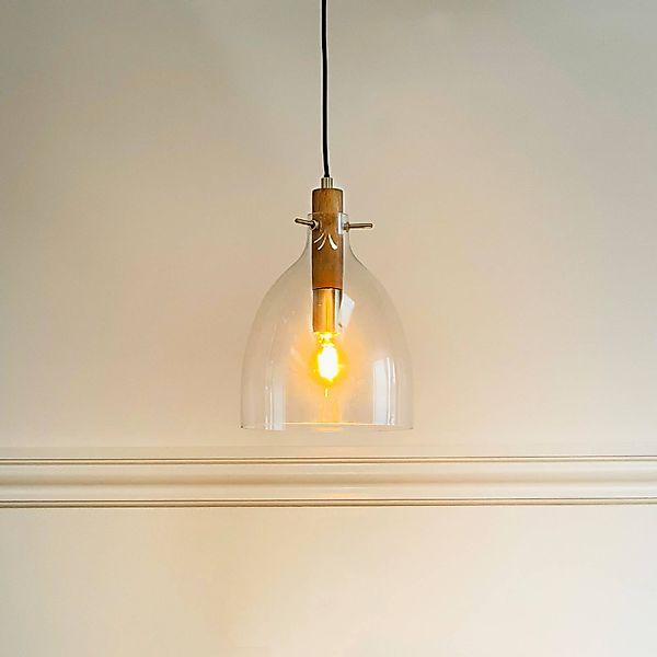 Dyberg Larsen Pendellampe Bistro, Ø 25 cm, transparent, Glas günstig online kaufen