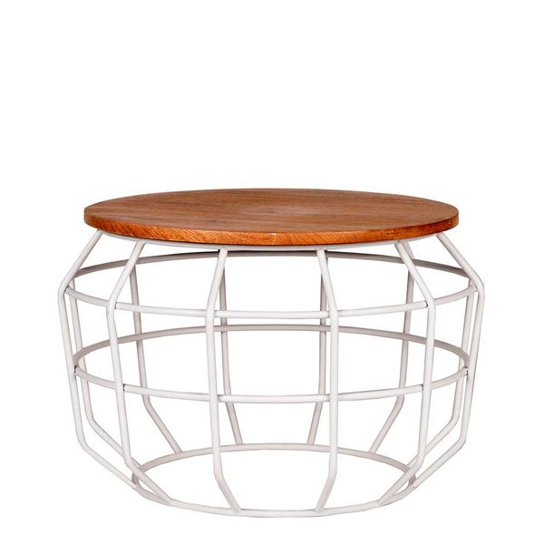 Wohnzimmer Tisch aus Mangobaum Massivholz und Metall Weiß günstig online kaufen