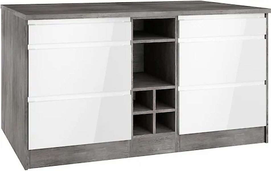 HELD MÖBEL Kücheninsel »Virginia«, Breite 153 cm, MDF-Fronten, Flaschenrega günstig online kaufen