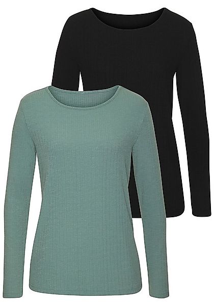 Vivance Langarmshirt mit modischer Rippstruktur (2er-Pack) aus weichfließen günstig online kaufen