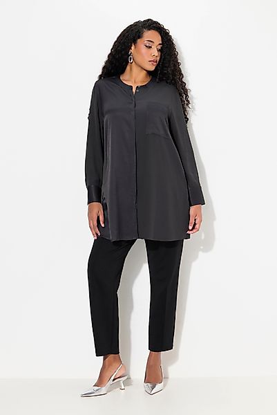 Ulla Popken Tunika Satintunika Patchlook Stehkragen günstig online kaufen
