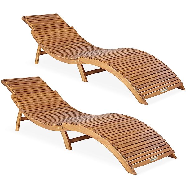 Faltbare Sonnenliege 2er-Set Akazienholz FSC®-zertifiziert günstig online kaufen