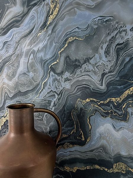 Newroom Vliestapete, Blau Tapete Modern Marmor günstig online kaufen