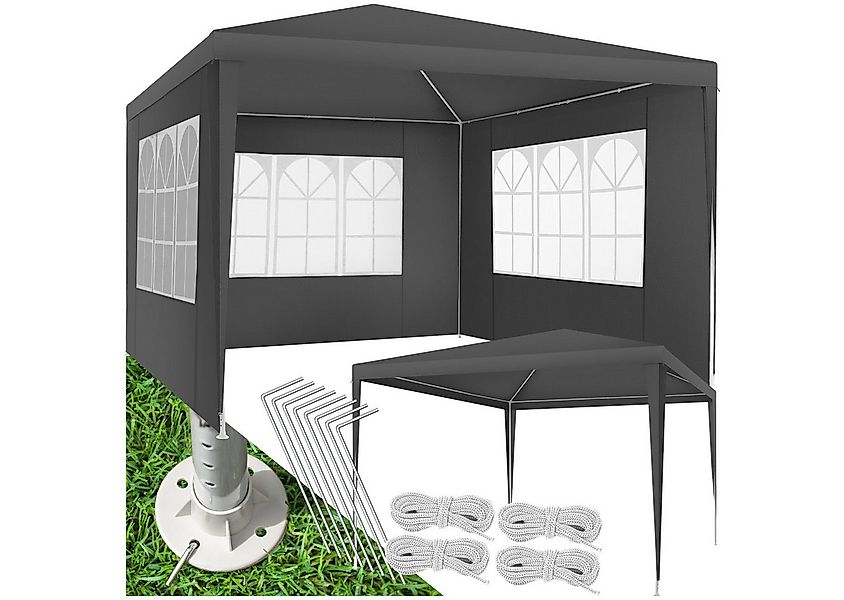 tectake Pavillon Partyzelt Barinas mit 3 Seitenteilen, wasserdicht, 3x3m, m günstig online kaufen