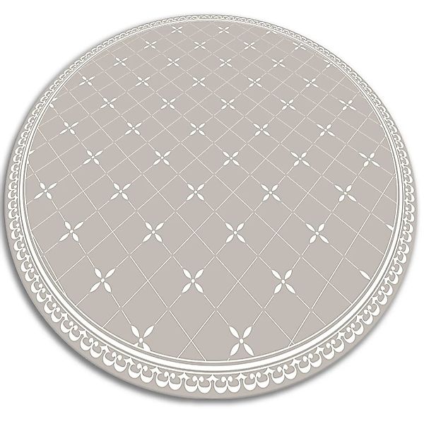 Tulup Teppich Zarte Kreuze PVC Tapijt 140x140 cm Weiß Vloerkleed Vinyl PVC günstig online kaufen