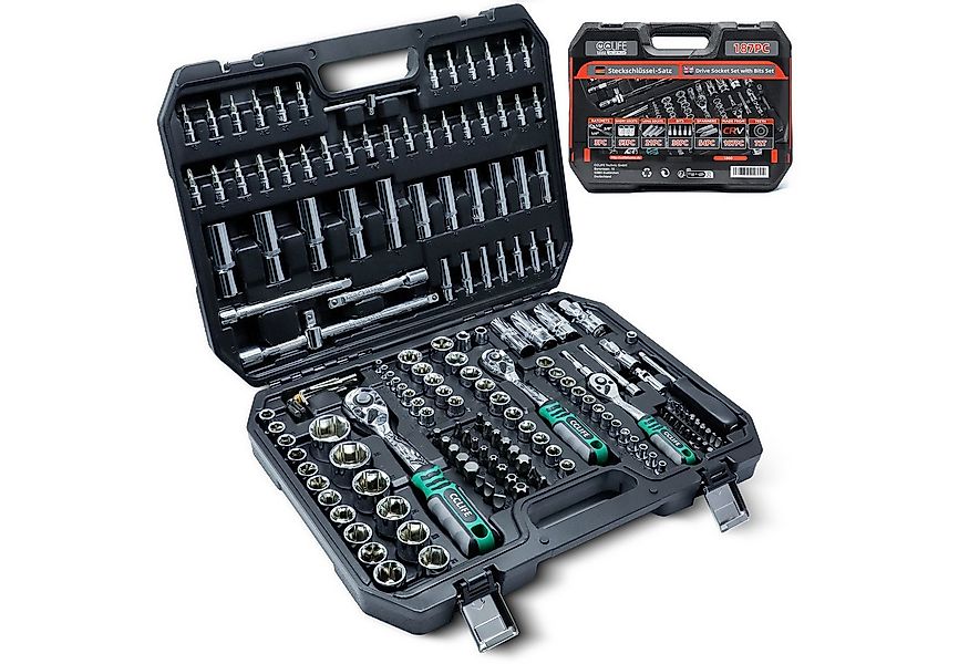 CCLIFE Steckschlüssel Steckschlüsselsatz Ratschenkasten Werkzeugkoffer Knar günstig online kaufen