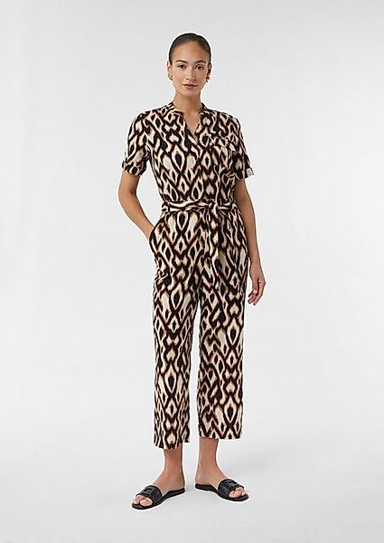 Comma Overall Kurzärmeliger Jumpsuit aus Leinenmix mit All-over-Print günstig online kaufen