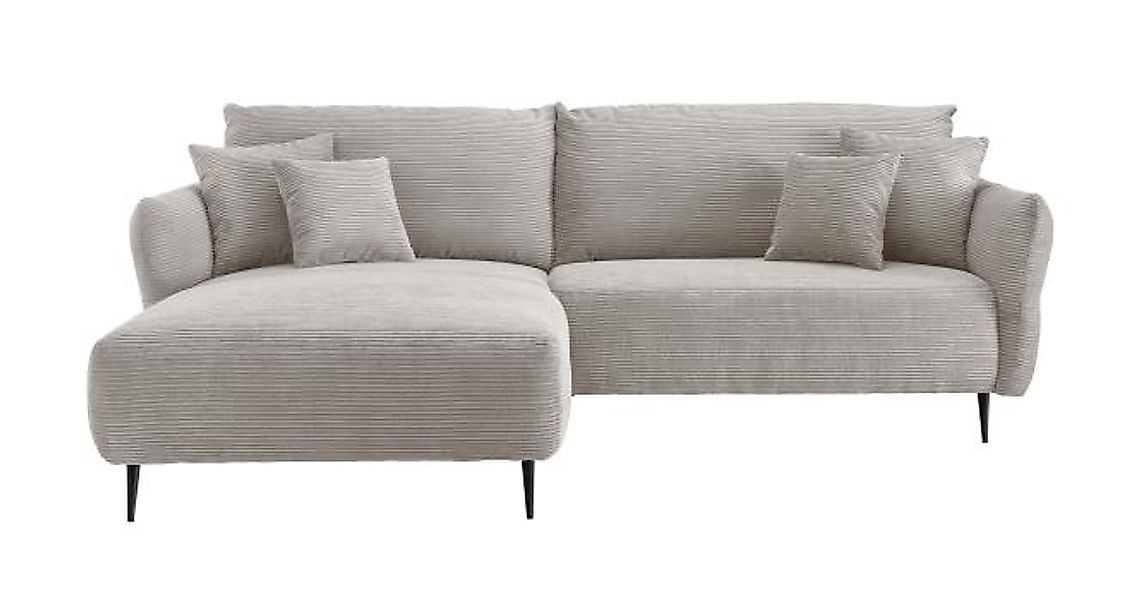 Ecksofa 260x178 cm inkl. Armlehn-Funktion 4802 Cord Silber günstig online kaufen