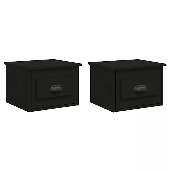 vidaXL Nachttisch Wand-Nachttische 2 Stk. Schwarz günstig online kaufen