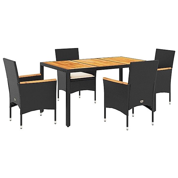 vidaXL 5-Tlg Garten-Essgruppe mit Kissen Schwarz Poly Rattan Akazie 3278629 günstig online kaufen