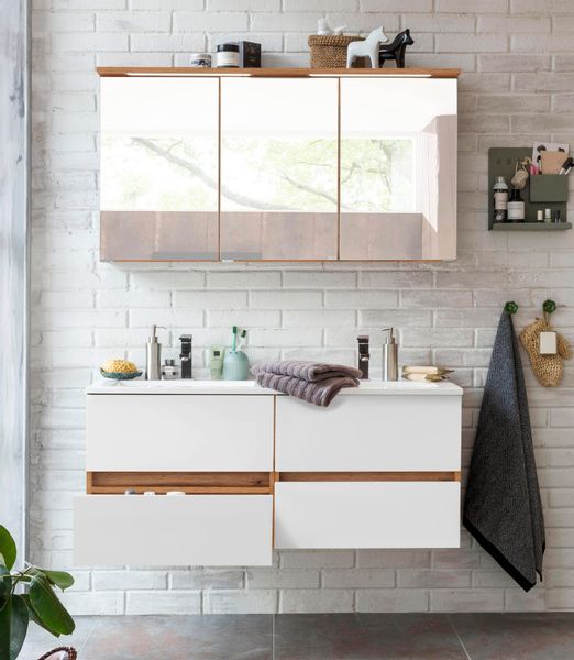 welltime Badmöbel-Set "Lucca" 2 Stk. tlg. Doppelwaschtisch, Breite 120 cm günstig online kaufen