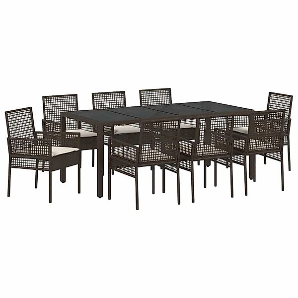 vidaXL Garten Essgruppe 9-Tlg Braun Poly Rattan 3334868 günstig online kaufen