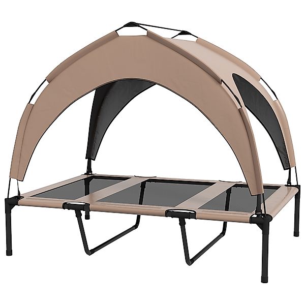 PawHut Erhöhtes Hundebett, Hundeliege, Taffeta-Baldachin, Hundebett, mikrop günstig online kaufen