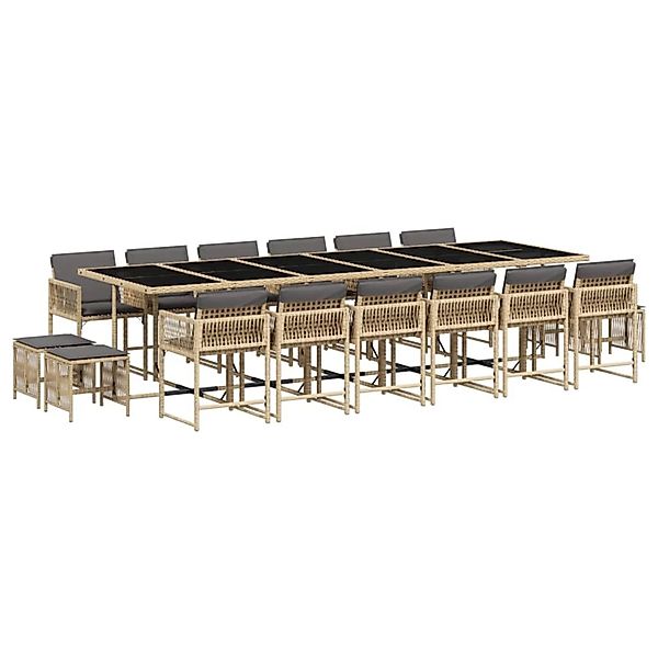 vidaXL 17-Tlg Garten-Essgruppe mit Kissen Beigemischung Poly Rattan 3211548 günstig online kaufen